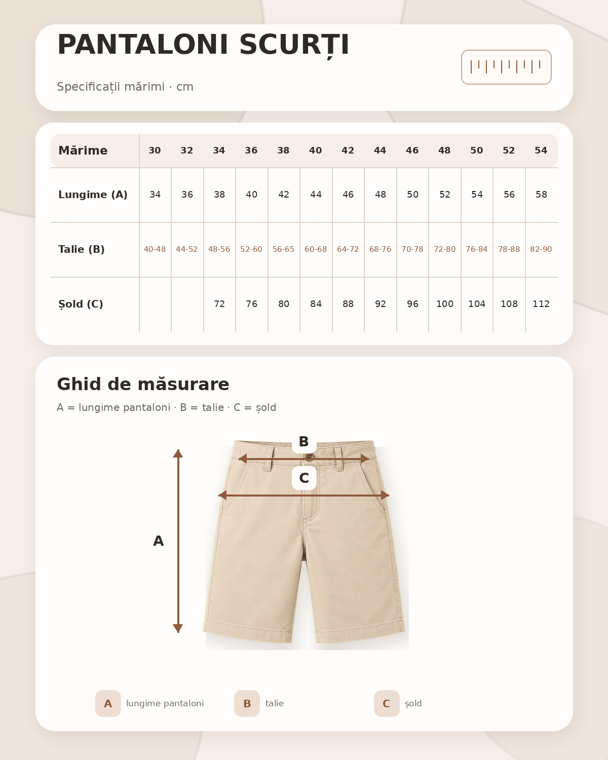 Tabel de mărimi pentru Pantaloni lungi băieți - Mihai Eminescu RDV